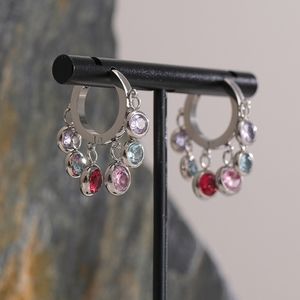 Exquisite Dangle Colourful Diamonds Hoop Earrings